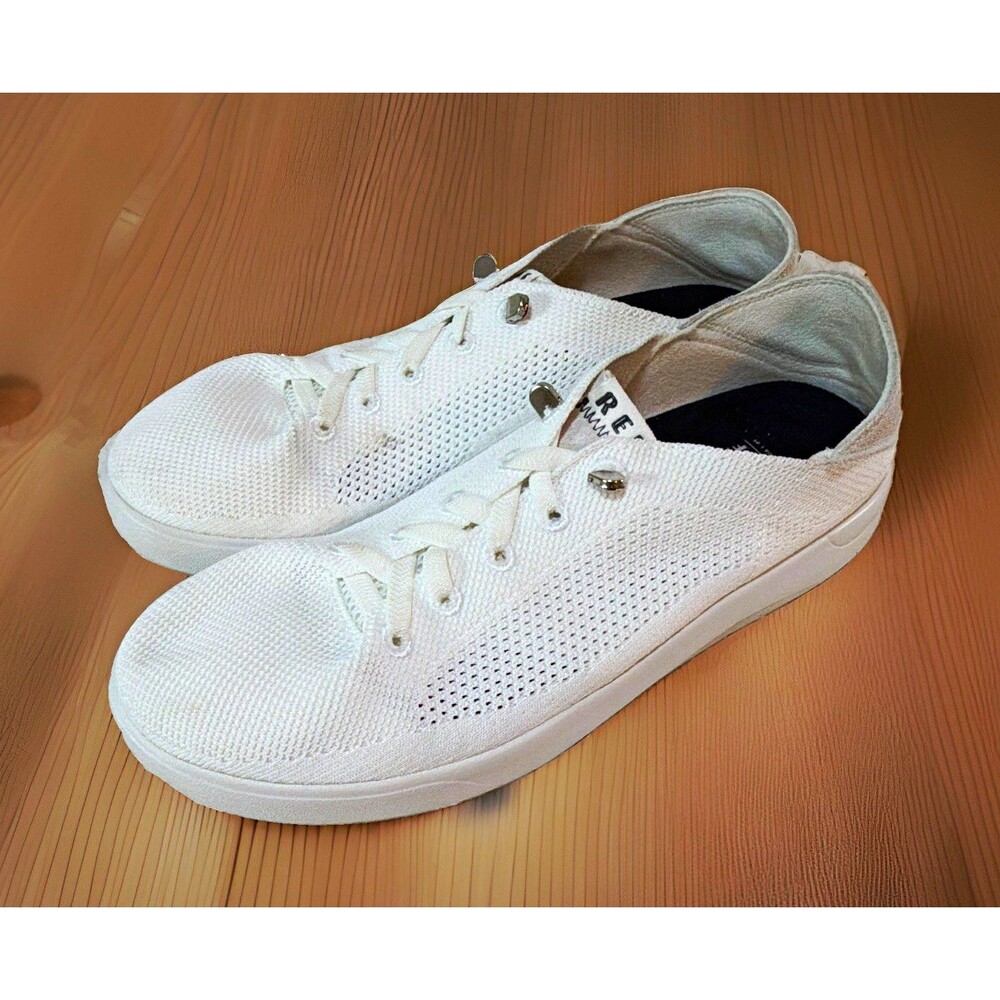 Reef Mens White Knit Sneakers Size 10.5 Lace Up Low Top Casual Shoes